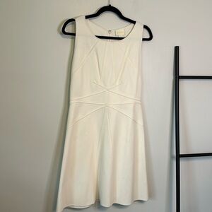 Zac Posen A-Line Cream Sleeveless Scoop Neck Dress